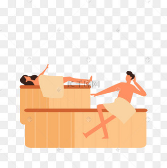 卡通手绘洗浴桑拿情侣插画