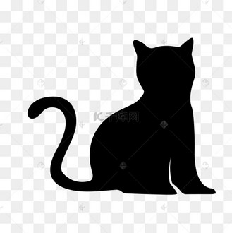 可爱简约风格猫咪坐着背影剪影图