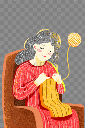 正在织毛衣的妈妈