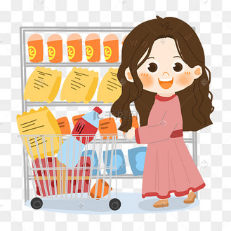 女王节卡通女生逛超市png素材