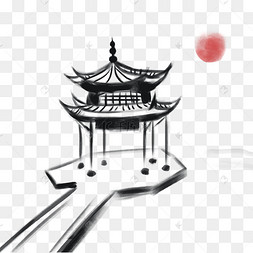 水墨中国古风江南亭子