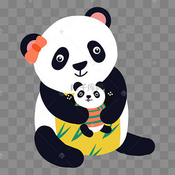 母亲节拥抱的熊猫母子