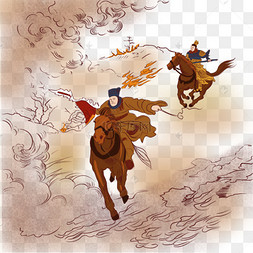 战斗古代战火兵马三国将军剪影战场烟火战场前景攻城沙盘战争剪影干