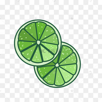 两片青柠檬手绘素材
