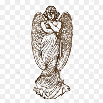 线条艺术黑白素描欧洲天使情人节元素