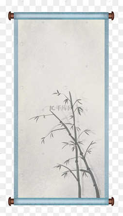 古风水墨画卷轴画布