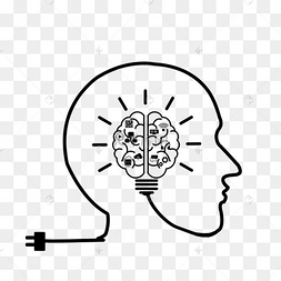 黑色手绘大脑灯泡思维信息图