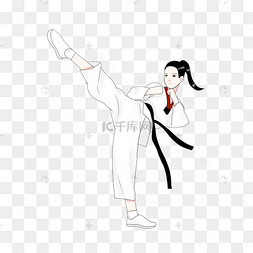 跆拳道踢腿卡通可爱萌q版动漫女17