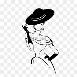 png下载psd黑色白边帽子卡通剪贴画下载 png下载eps黑色线条卡通厨师