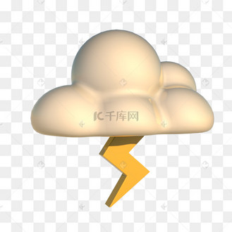 c4d风格闪电天气云png