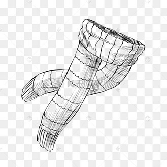 手绘线描围巾插画