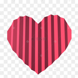 红色剪纸折叠桃心