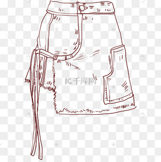 手绘线描牛仔裙