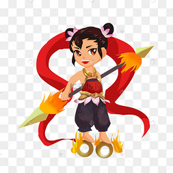 手拿火尖枪的哪吒