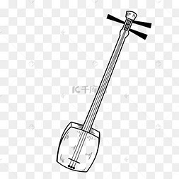 古风线描三弦插画