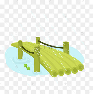 手绘春季小桥插画