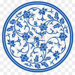 png下载psd青花瓷花纹盘子中式底纹蓝色下载 png下载psd中国风青花瓷