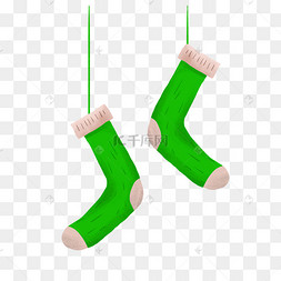 简约手绘绿色的厚袜子插画海报免
