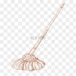 手绘线描墩布插画