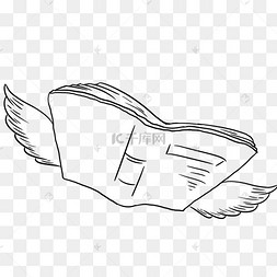 线条可爱飞翔书本简约线稿