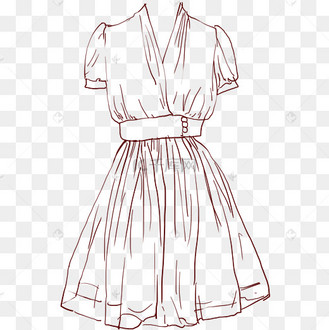 线描v领连衣裙插画
