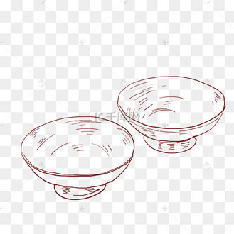 线描小碗手绘插画