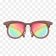 卡通手绘彩色时尚眼镜墨镜png免抠素材