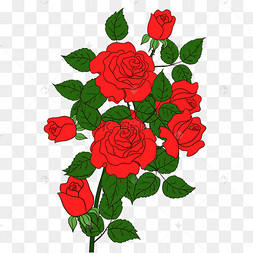 春季手绘装饰玫瑰花元素下载 png下载psd矢量手绘卡通花朵下载 png
