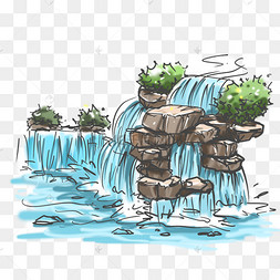 假山大寒节气手绘水墨中式园林拱门和假山岩石石块免扣手绘步骤分层