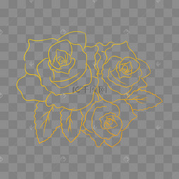 金色线描花纹玫瑰花