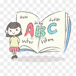 手绘可爱小人英语班学习漫画