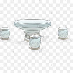 风竹子石桌石凳石桌c4d凳子模型唯美古风手绘石桌石凳桃花花枝酒壶psd