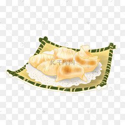 手绘竹盘子煎饺