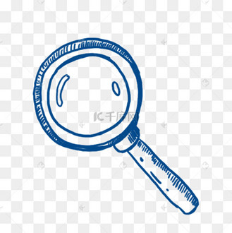 手绘线描学生学习用品放大镜插画