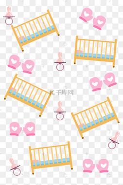 手绘母婴婴儿床底纹
