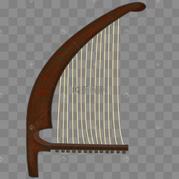 古代乐器箜篌插画