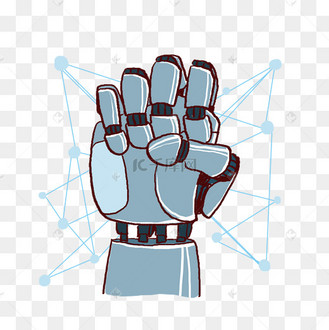 卡通手绘机械手拳头png免抠素材