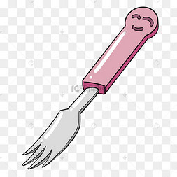 粉色手柄的餐叉下载 png下载psd卡通白色耳朵碗插画下载 png下载psd