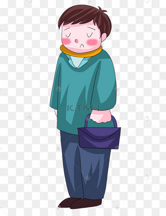 卡通形象不开心的男孩