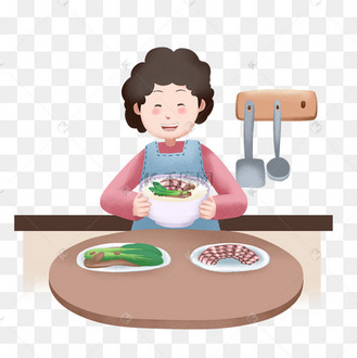 寒假假期生活方式男孩做饭美食卡通插画