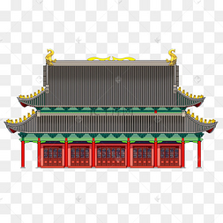 手绘中国风建筑大雄宝殿