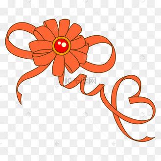 q版卡通手绘蝴蝶结橙色丝带