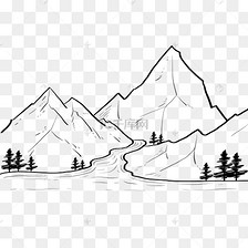 山水风景线条简笔画