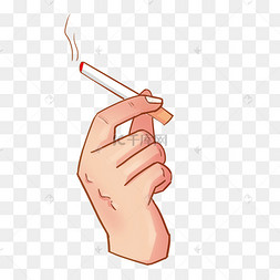 卡通掐烟手势插画