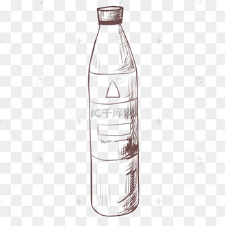 手绘线描矿泉水瓶