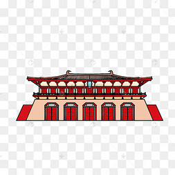 西安大明宫手绘插画