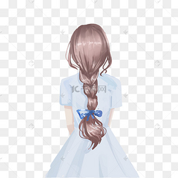 编马尾辫女孩背影