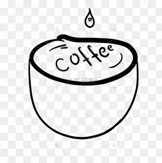 咖啡黑白画简笔画