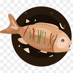 鱼肉彩色简笔画图片