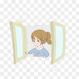 开窗通风女孩人物